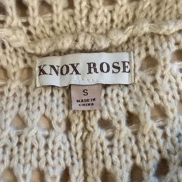 Sz S Knox Rose cream open light knit chunky textured cardigan sweater long line - Picture 6 of 7